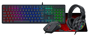 KIT GAMER TECL MOUSE HEADSET MOUSEPAD ESSENTIALS S166 REDRAGON