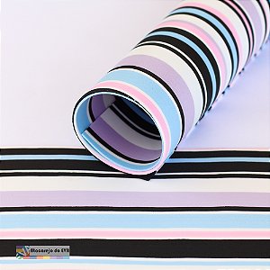 Folha EVA Listrado CB (Dupla face) 40x50cm Celeste