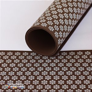 Pacote 5 Folhas EVA Estampado 40x60cm FLOWERS (Flores) Marrom Tabaco