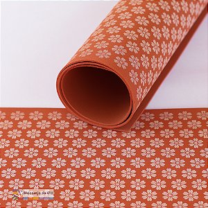 Folha EVA Estampado 40x60cm FLOWERS (Flores) Marrom Terracota