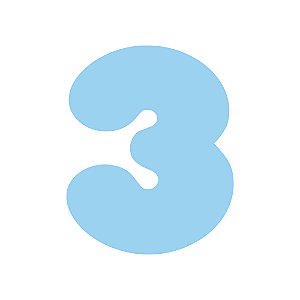Número unitário - NÚMERO "3" (120mm Altura) Cores Sortidas