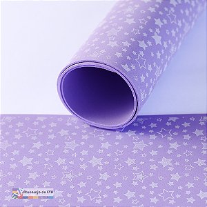 Pacote 5 Folhas EVA Estampado 40x60cm Cítrico ESTRELA Lilás Hortênsia