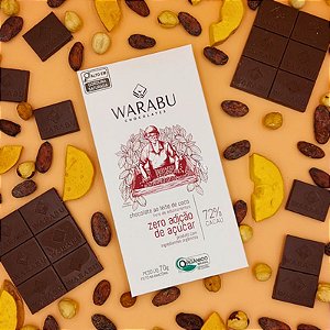 Chocolate Orgânico Zero Açúcar 72% Cacau 70g
