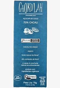 Chocolate 70% Açúcar de Coco 70g Display com 10- Chokolah