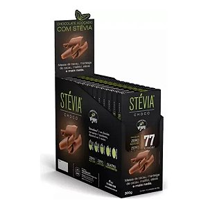 SteviaChoco 77% Cacau 20g Tudo Zero Leite Display com 15