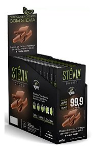 SteviaChoco 99,9% Cacau 20g - Tudo Zero Leite Display com 15