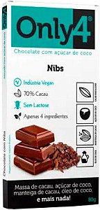 ONLY4 70% Cacau com Nibs 70g - Tudo Zero Leite