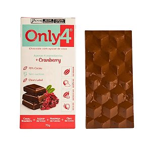 ONLY4 70% cacau c/Cranberry 70g - Tudo Zero Leite