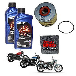 Kit Original Troca De Óleo Royal Enfield Meteor Hunter Classic  Elf 15w50