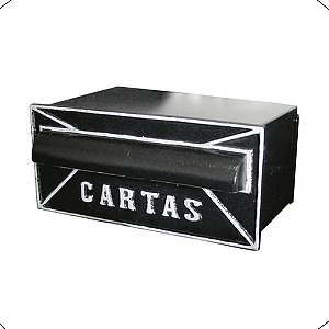Caixa Correio Preta Cartas Cinza Alumínio e Aço Tamanho 15x25x12cm