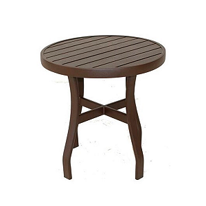 Mesinha Mesa Lateral com Tampo Ripado Alumínio pé em X