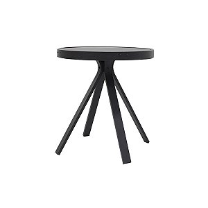 Mesa Mesinha Lateral com Tampo Liso de Alumínio Cor Preto