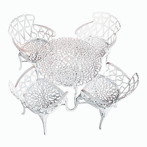 Conjunto de Jardim 4 Poltronas Viena 1 Mesa Alumínio Fundido Piscina - Várias Cores