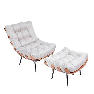 Cadeira Decorativa Costela Com Puff