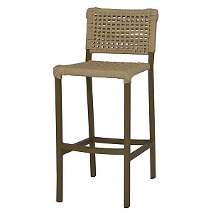 Banqueta Alta de Cozinha Modelo Angra Corda Naval Trama Raquete