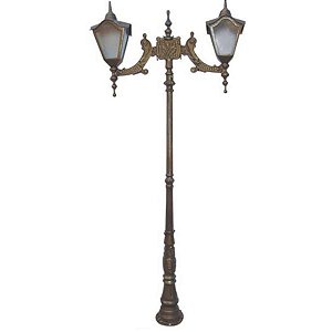 Poste Romano com 2 Luminárias Alumpínio de Jardim Área Externa