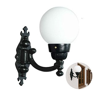 Luminária Globo Pequena 2 com Braço Área Externa Interna Alumínio 31cm