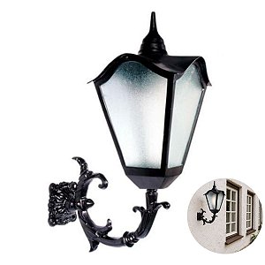 Arandela Luminária Colonial Romana Grande Com Braço Alumínio 80cm