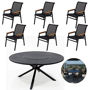 Jogo de Mesa Giratória Pétalas Zurick + 6 Poltronas Praia Área Externa