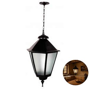 Luminária Teto Colonial Aluminio com Corrente Italiana Grande