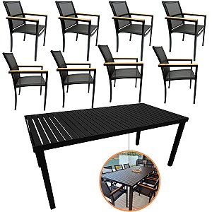 Jogo De Mesa Ripada 8 Cadeiras Amélia De Jardim Piscina Jantar