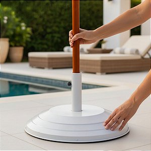 Base para Ombrelone e Guarda-Sol 3,00m 2,40m Nossa Kasa Alumínio e Concreto 19,5kg
