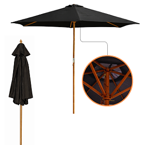 Guarda Sol Ombrelone Solar Pro Madeira 2,70m Área Jardim Piscina