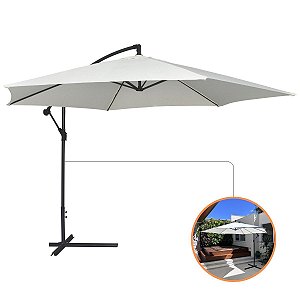 Sombreiro Ombrelone Lateral Gigante 3,50m Suspenso Com Manivela Reforçado