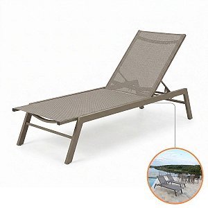 Espreguiçadeira Verona Premium Sem Braços Alumínio Piscina Tela Sling Reclinável