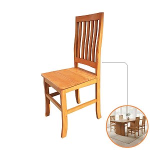 Cadeira  Para Mesa Jantar Madeira Maciça Peroba Rosa Encosto Alto Rústica Luxo