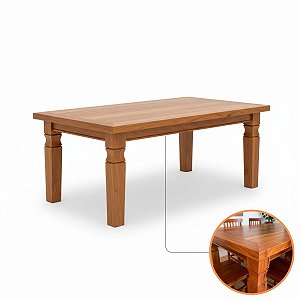 Mesa Jantar Mineira Madeira Maciça Peroba Rosa Rústica 1,60 x 80cm
