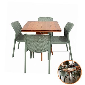 Jogo De Mesa Para Restaurante Madeira Maciça E 4 Cadeiras Laryssa