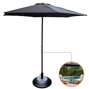 Ombrelone Central Elegance 2,70m Com Manivela + Base Pesada Piscina E Jardim