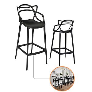 Banqueta Alegra Polipropileno Reforçada Design Moderno Preta