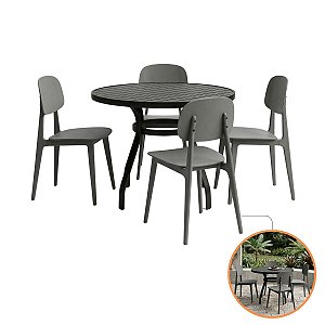 Jogo Mesa Alumínio 90cm E 4 Cadeiras Itália Polipropileno Antiferrugem