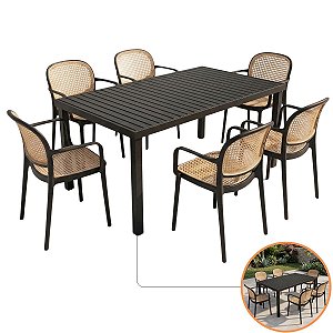 Jogo Mesa Alumínio 1,80x90 Retangular E 6 Cadeiras Roma Prática