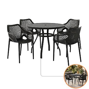 Jogo Mesa Alumínio 90cm E 4 Cadeiras Suits Design Vazado Antiferrugem