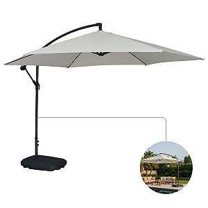Sombreiro Ombrelone Lateral Robust 3,50m Suspenso com Manivela + Base