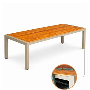 Mesa Jantar Majestic Alumínio Pintura Eletrostática Tampo Madeira Nobre 1,80x90