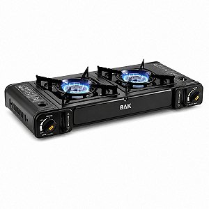 Fogareiro Camping BAK 2 Bocas Portátil Slim Acendimento Automático