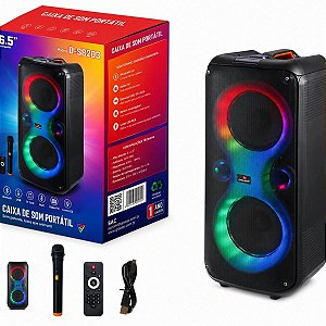 Caixa de Som Bluetooth Grasep D-S8203 50W com Microfone, 2x 6,5", LED e Controle