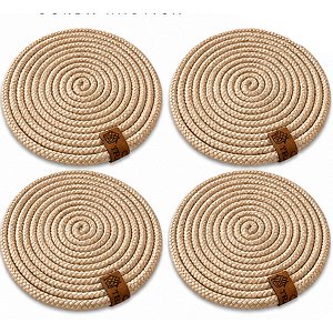 Porta Copos Essenza Artesanal Em Corda Náutica Artesanal - Kit com 4