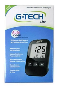 Aparelho Medidor de Glicose Kit Completo G-tech Lite Preto