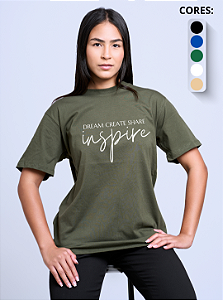 T-shirt Oversized Feminina "Dream Create Share Inspire"