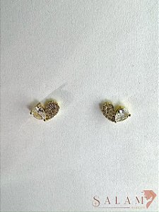 Brinco cristal zircônia e pedra