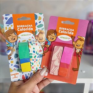 BORRACHA COLORIDA - BLISTER COM DUAS UNIDADES