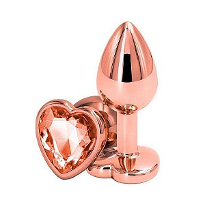 Plug Anal em Aço Inoxidável com Coração Rose – Tamanho P