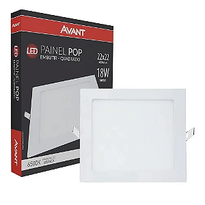 Painel POP Embutir Quadrado 18W Branco Frio