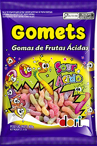 GOMA JUJUBA MINHOCAS ACIDAS DE FRUTAS GOMETS 600G DORI