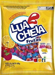 BALA MASTIGAVEL LUA CHEIA FRUTAS 600G DORI